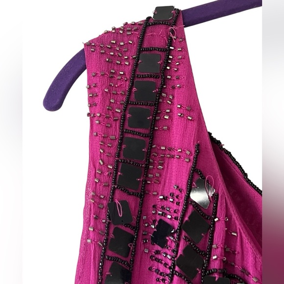 Free People fuschia purple speak easy tunic dress fully beaded - Picture 9 of 16